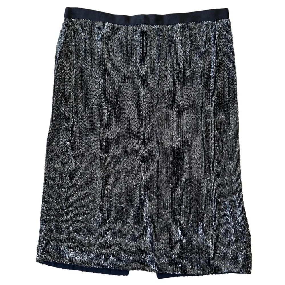 Joie Beaded Skirt in Midnight Blue - Size 12 - NWT - Picture 1 of 10